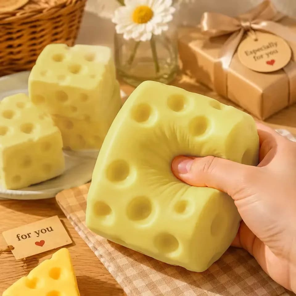 SQUISHY ELASTIC BUTTER STICK FIDGET TOY CHEESE SHAPE STRESS RELIEF GAME FUNNY DECOMPRESSION PRANK SQUEEZE TOY FOR ANXIETY RELIEF