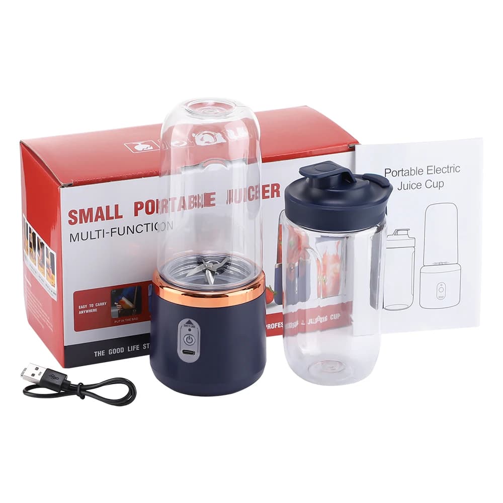 6 Blades Electric Juicer Cup with 2 Cups for Travel Portable Juicer Mixer USB Charge Fresh Fruit Juice Personal Blender Smoothie — image 1