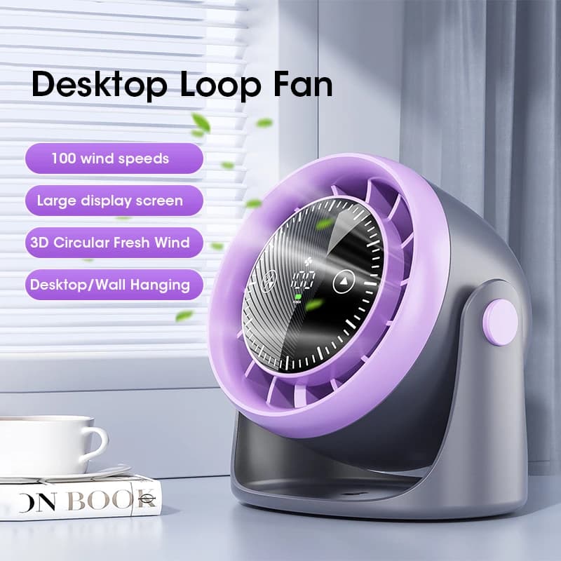 TOUCH SCREEN PORTABLE MINI DESK FAN 100-SPEED ADJUSTABLE QUIET STRONG WIND COOLING WITH DIGITAL DISPLAY AIR CIRCULATION FAN — image 1