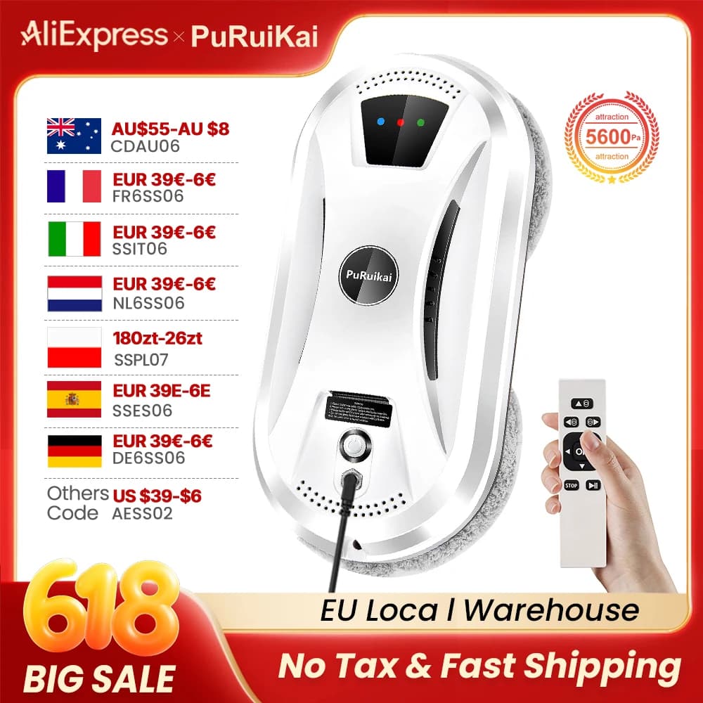 Ultra Thin Robot Vacuum Cleaner Window Cleaning Robot Window Electric Glass Limpiacristales Remote Control For Home β image 1